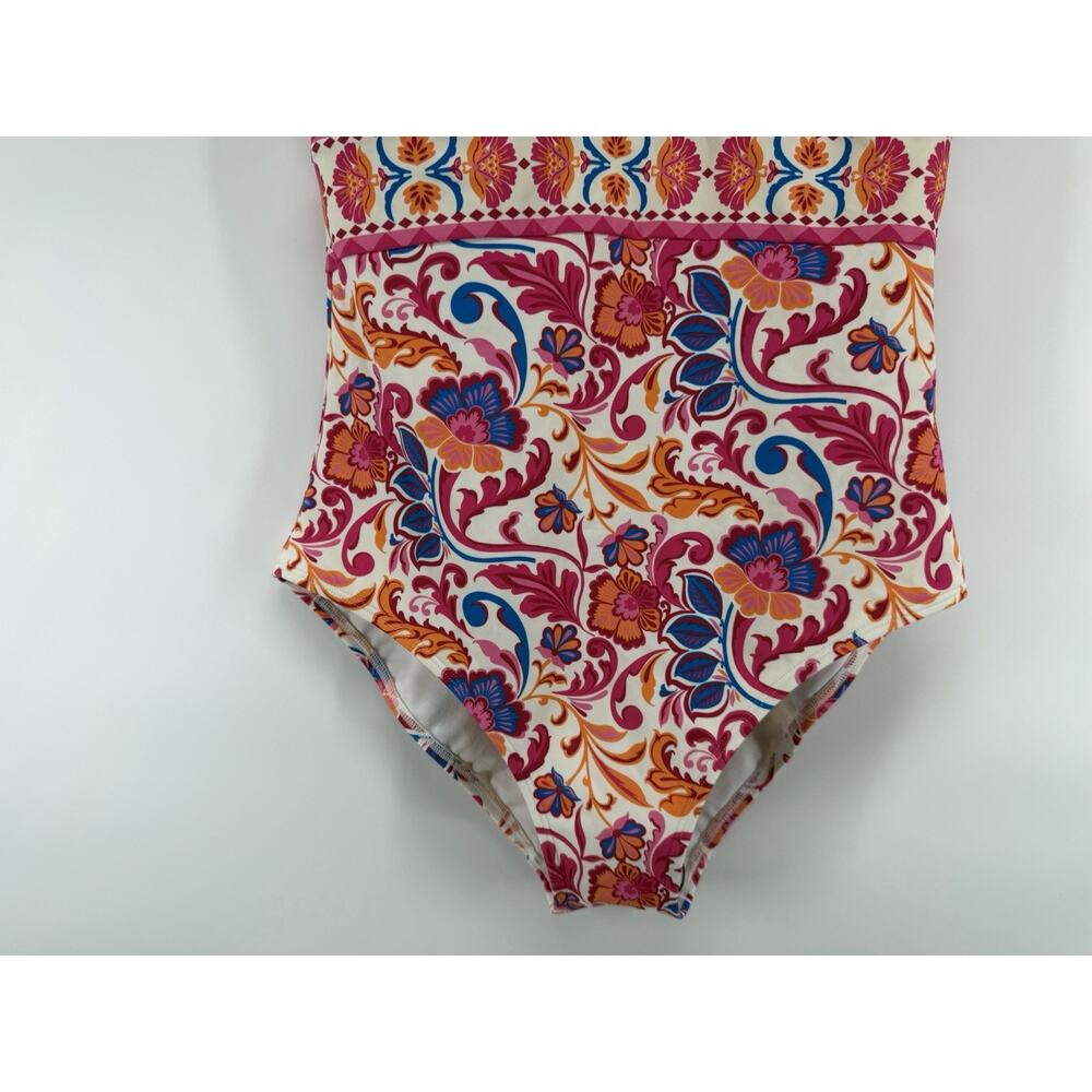 Boden Porto V-neck Swimsuit Pink Power, Flourishing Meadow Women’s Size 8R NWOT - Picture 4 of 8